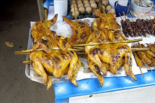 烤制食品,鸡,街道,普吉岛,泰国
