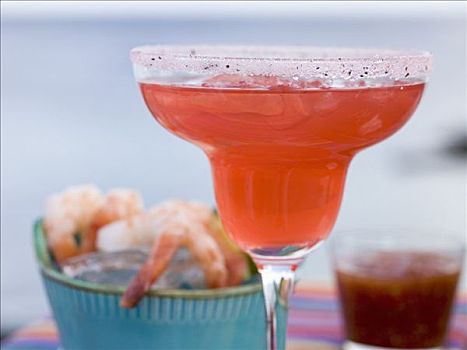 红色,鸡尾酒,玻璃杯,虾,蘸,背景