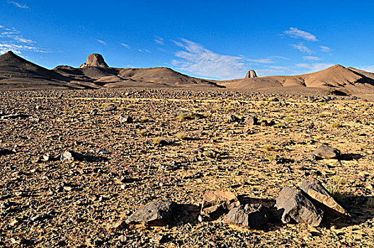 火山地貌,阿哈加尔,山峦,阿尔及利亚,撒哈拉沙漠,北非