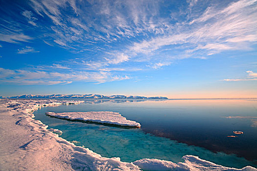 边缘,巴芬湾,北极圈,海洋,远景,加拿大
