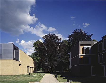 菲茨威廉学院,礼堂,大门,房子,树