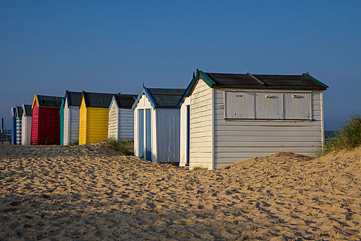 彩色,海滩小屋