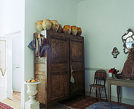 老式,木质,柜橱,房子,收集,乡村,法国