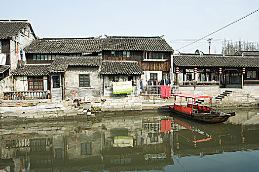 中国,广东,房子,紧张,水,船