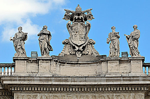 徽标,四个,雕塑,柱廊,梵蒂冈城,罗马,区域,意大利,欧洲
