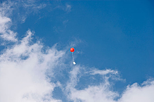 气球,联结,愿望,卡,空中