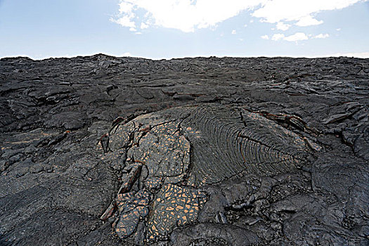 绳状熔岩,火山岩,东方,裂隙,基拉韦厄火山,夏威夷,美国