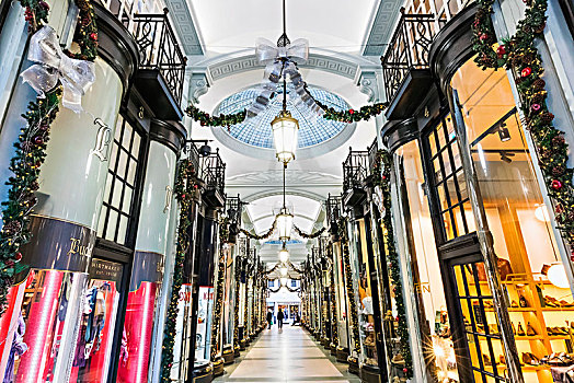 英格兰,伦敦,拱廊,圣诞装饰