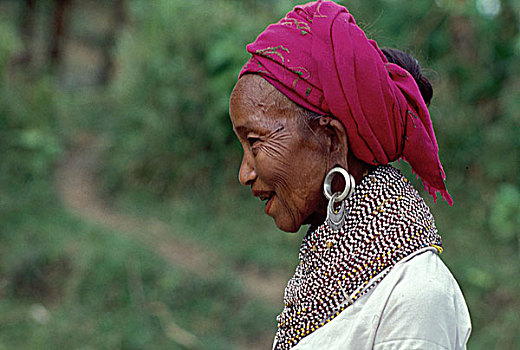 头像,老太太,部落,传统,服饰,地区,山,孟加拉