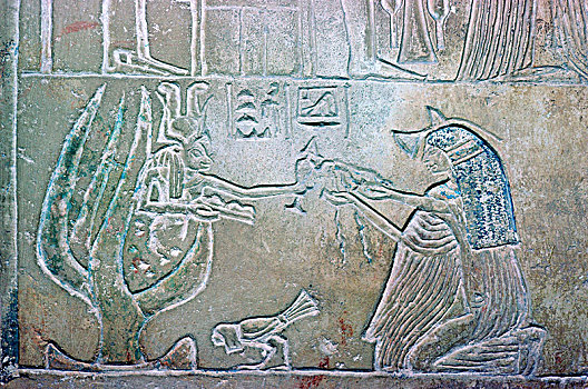 埃及人,浮雕,展示,死,女人,哈索尔,艺术家,未知
