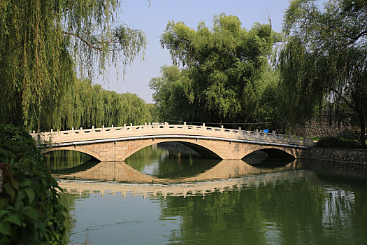 北京颐和园南如意门旁的三孔石桥