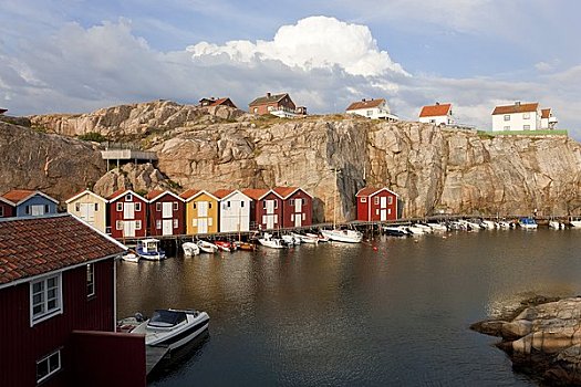 船,小屋,布胡斯,海岸,瑞典