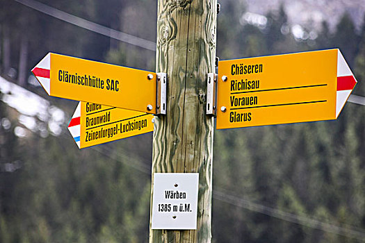 路标,远足者,阿尔卑斯山,瑞士,欧洲