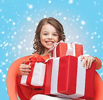 休假,礼物,圣诞节,圣诞,概念,高兴,孩子,女孩,礼盒