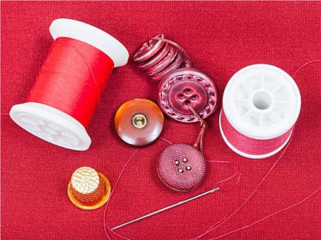 缝纫,线,按钮,套环,红色,纸巾