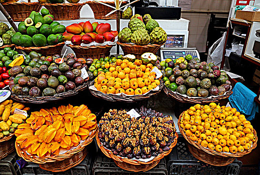 水果摊,市集,丰沙尔,马德拉岛,岛屿,葡萄牙