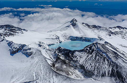 航拍,火山湖,上面,攀升,东加里罗国家公园,北岛,新西兰,大洋洲