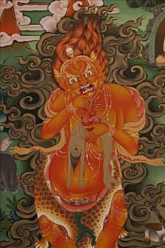 绘画,恶心,魔鬼,寺院,佛塔,靠近,博德纳,加德满都,尼泊尔,亚洲