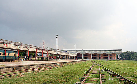 火车站,港口,城市,孟加拉,十月,2008年