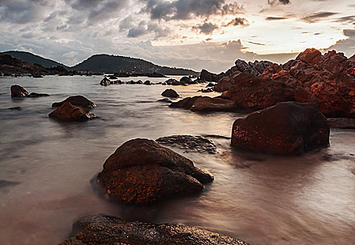 海景,彩色,日落,黎明