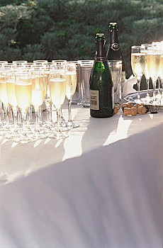 香槟酒杯,桌上