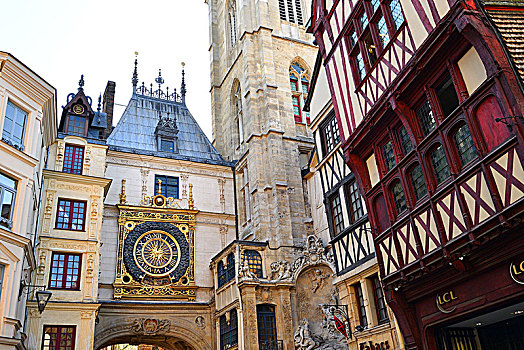 法国,塞纳河,鲁昂,格罗,天文钟,约会,背影,16世纪