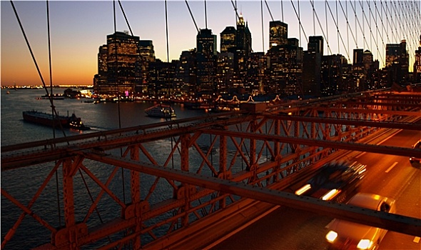 曼哈顿,天际线,布鲁克林大桥