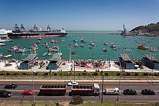 智利,圣安东尼奥,俯视图,港口
