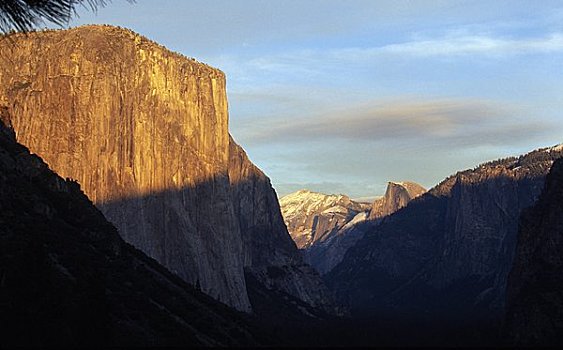 全景,山峦,半圆顶,船长峰,优胜美地国家公园,加利福尼亚,美国