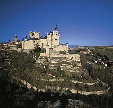 城堡,要塞,塞戈维亚,西班牙,欧洲