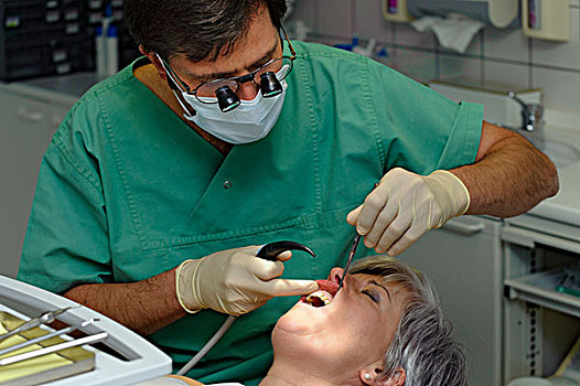 牙医,表演,牙齿,检查