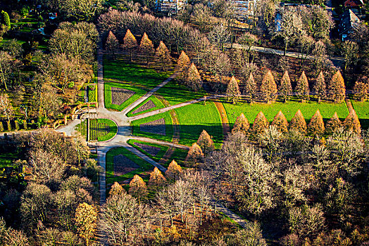 公园,城堡,秋叶,盖尔森基兴,鲁尔区,北莱茵威斯特伐利亚,德国