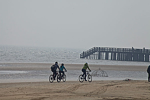 秦皇岛,北戴河,海滩,沙滩,栈桥,骑行,自行车