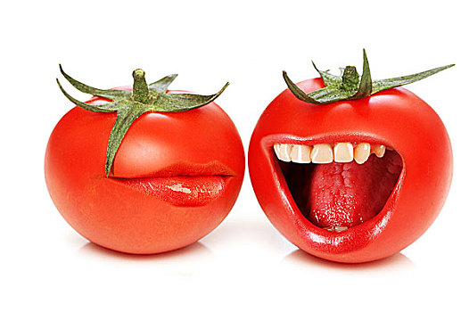 有趣,概念,西红柿,张嘴