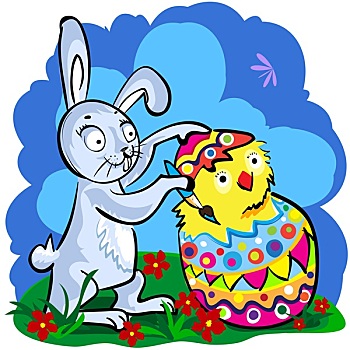卡通,复活节兔子