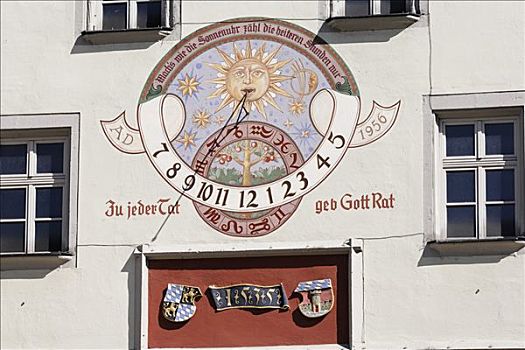 日晷,市政厅,下巴伐利亚,德国