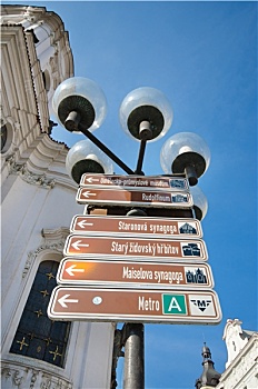 信息,路标,布拉格,捷克共和国