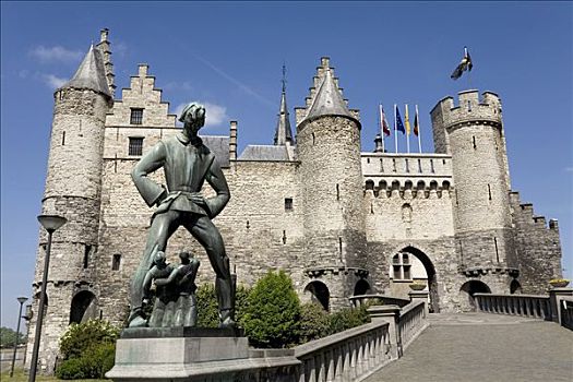 城堡,雕塑,安特卫普,比利时