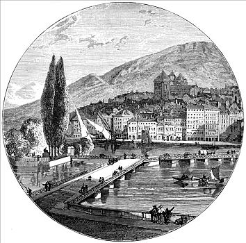 日内瓦,瑞士,19世纪,艺术家,未知