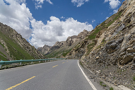 夏季新疆戈壁公路直行道汽车背景