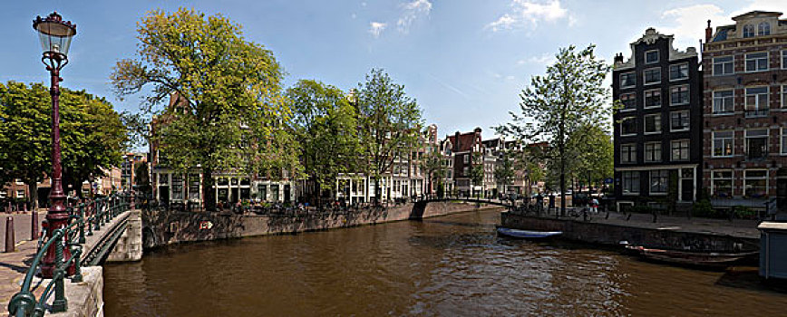 交叉,运河,阿姆斯特丹,荷兰