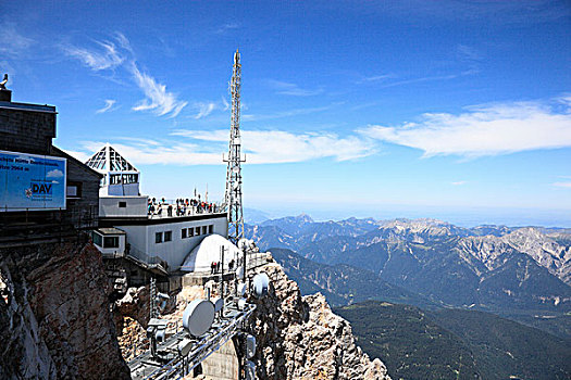 信号发射塔,山,楚格峰,巴伐利亚,德国,欧洲