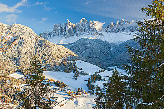 冬天,雪,乡村,白云岩,山,特兰提诺阿尔托阿迪杰,南蒂罗尔,意大利