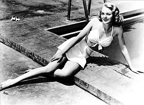 魅力,模特,白色,比基尼,20世纪50年代