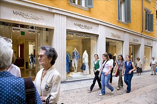 人,漫步,过去,商店,维罗纳,威尼斯,意大利,欧洲