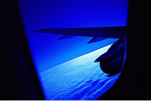 翼,云,飞机,窗户
