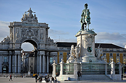雕塑,广场,里斯本,葡萄牙,欧洲