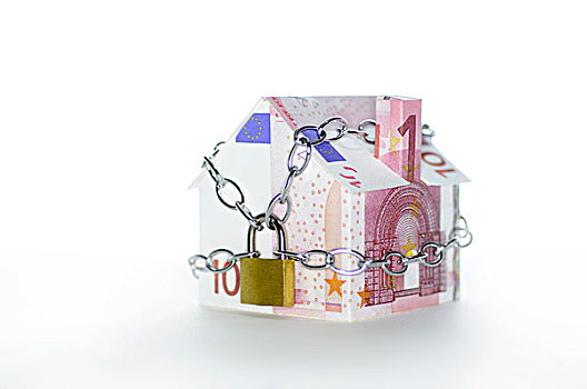 房屋模型,折叠,欧元,货币