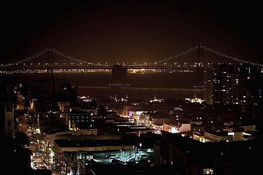夜晚,旧金山,加利福尼亚,美国
