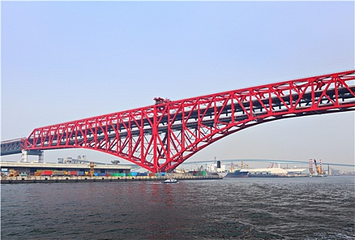 红色,桥,大阪
